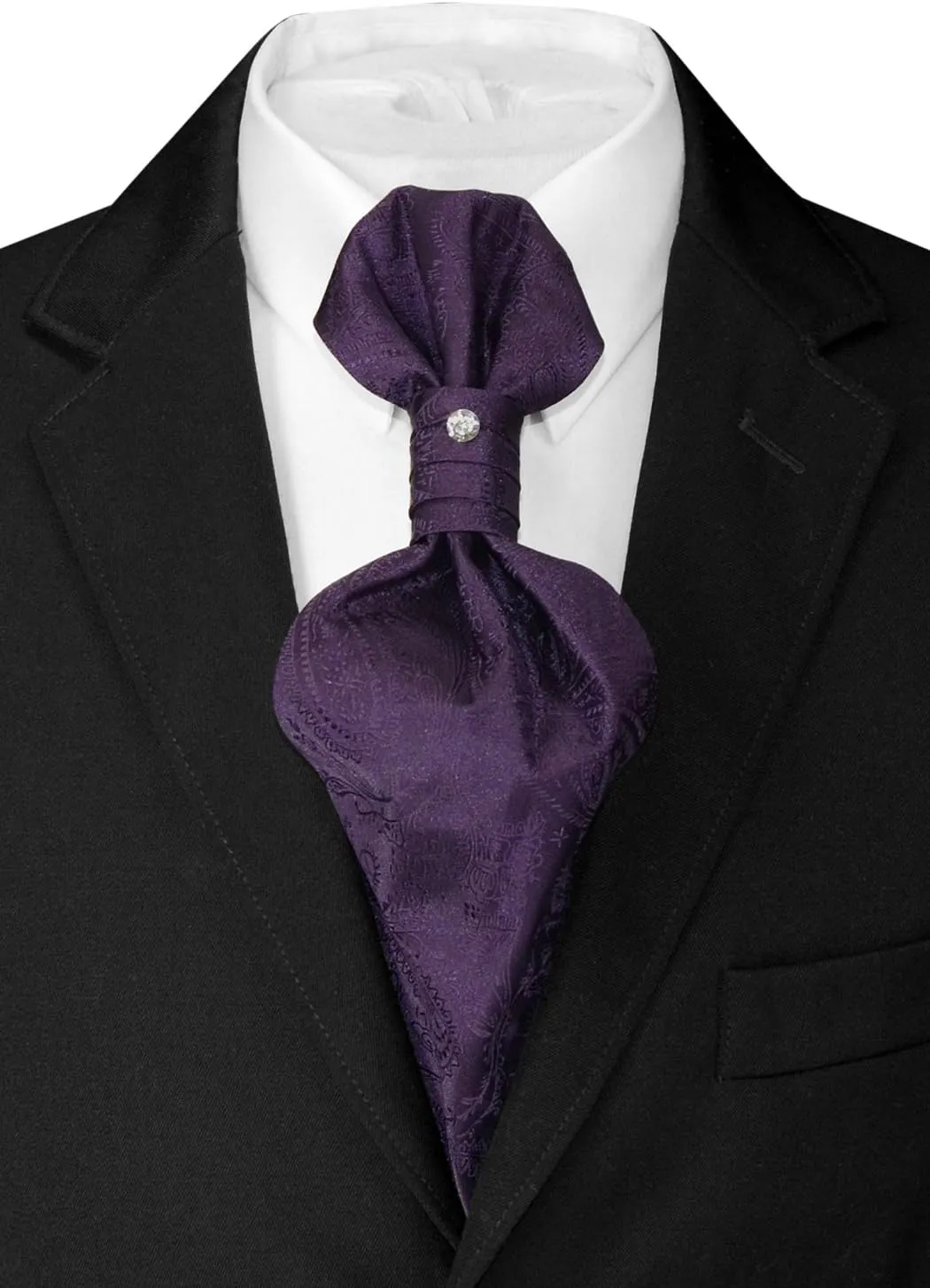 Vesuvio Napoli PreTied ASCOT Solid PAISLEY Color Cravat Men's Neck Tie 21 Colors