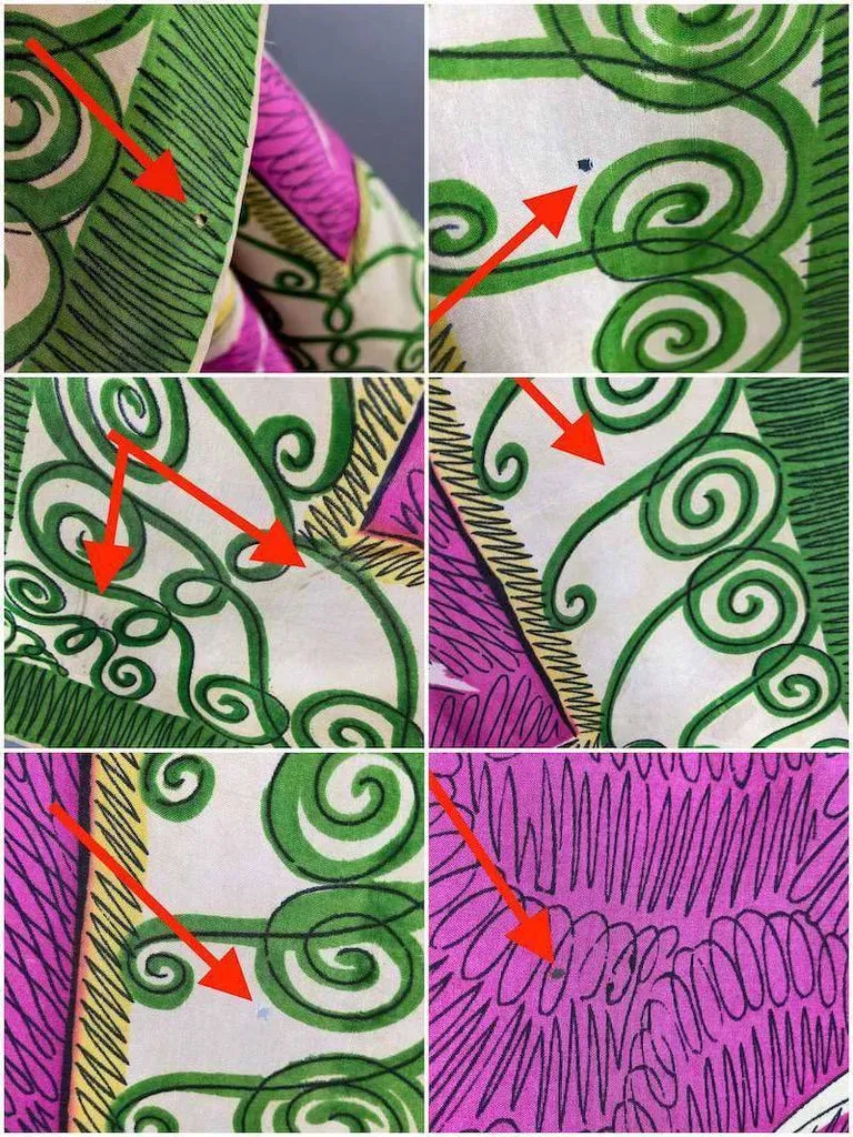 Vintage 1940s Magenta Daffodil Floral Print Silk Scarf
