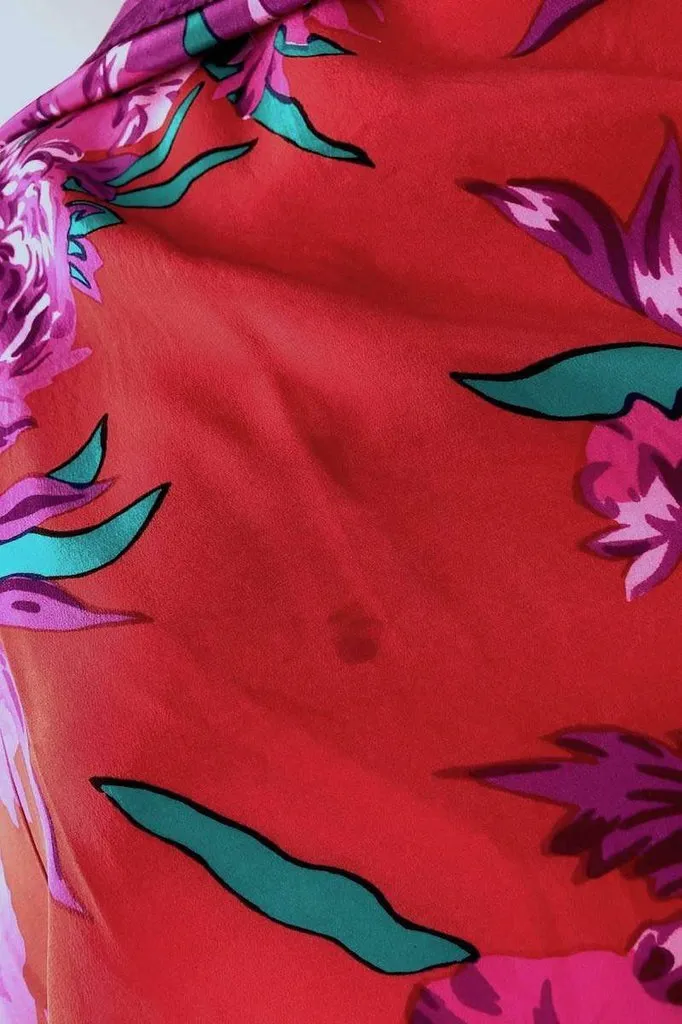 Vintage 1940s Peony Petunia Silk Scarf
