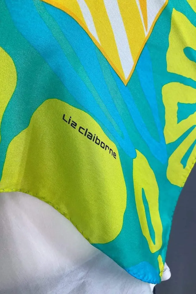Vintage Liz Claiborne Tropical Floral Silk Scarf