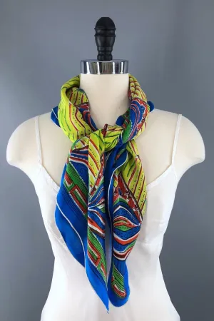 Vintage Silk Scarf Tribal Print