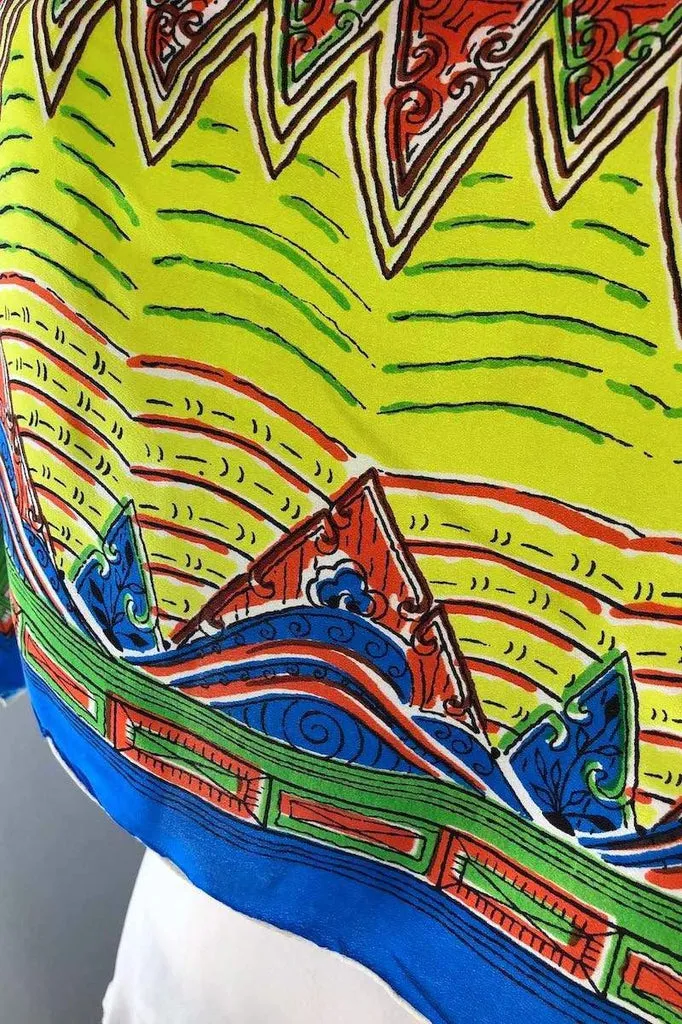 Vintage Silk Scarf Tribal Print