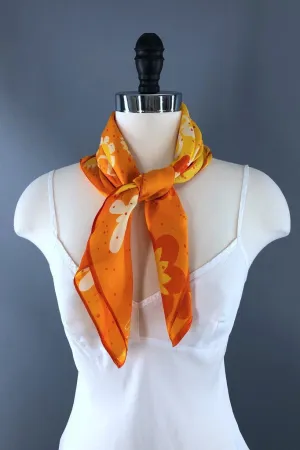 Vintage Vera Neumann Orange Mod Floral Scarf