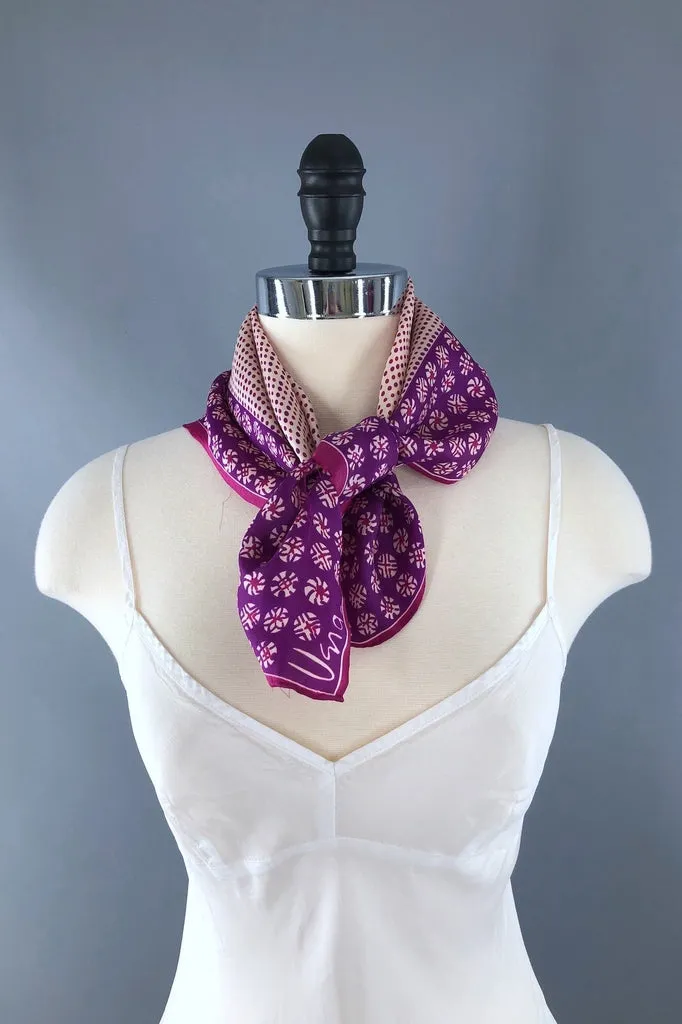 Vintage Vera Neumann Purple Pinwheels Silk Scarf