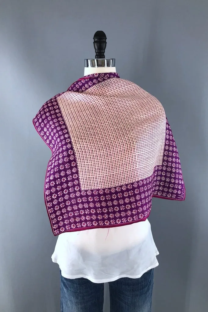 Vintage Vera Neumann Purple Pinwheels Silk Scarf