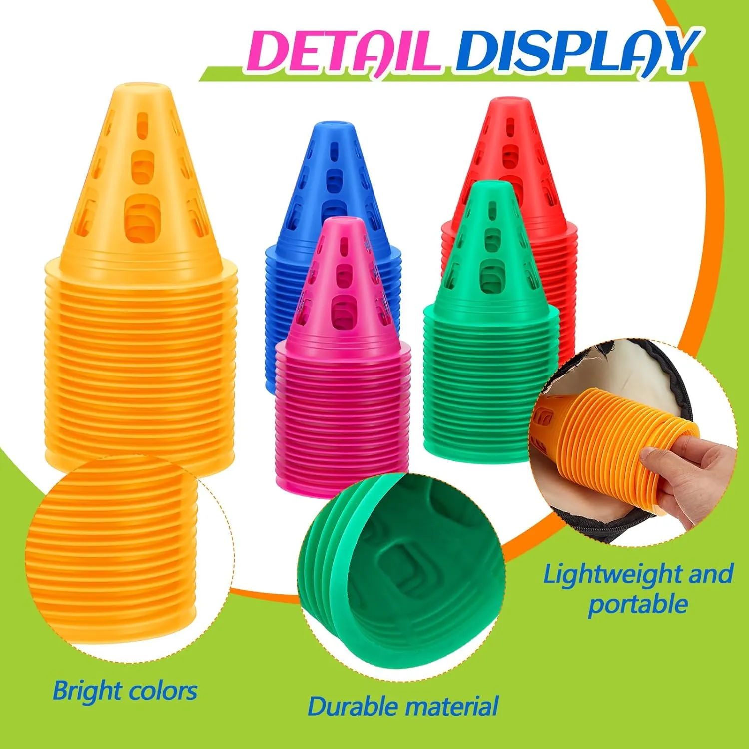 Wettarn 200 Pack 3.35'' Mini Cones for Classroom Agility Mini Sports Cones Training Soccer Tools for Kids Outdoor Indoor Roller Skating Obstacle Course Basketball Practice