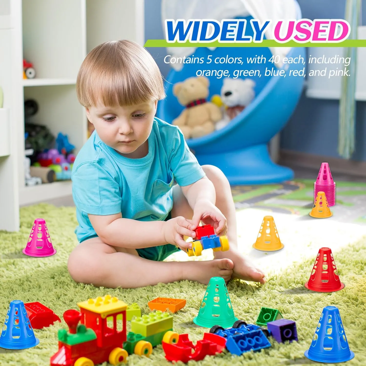 Wettarn 200 Pack 3.35'' Mini Cones for Classroom Agility Mini Sports Cones Training Soccer Tools for Kids Outdoor Indoor Roller Skating Obstacle Course Basketball Practice