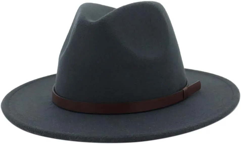 Wide Brim Fedora Hats for Women Men Classic Panama Hat Men's Two Tone Dress Cap Jazz Hat with Belt Buckle
