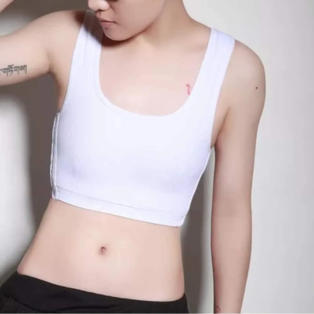 Women Hook Vest Top Sportswear Corset Straps Sports Tank Bra Chest Slim Fit Binders for Lesbian Tomboy