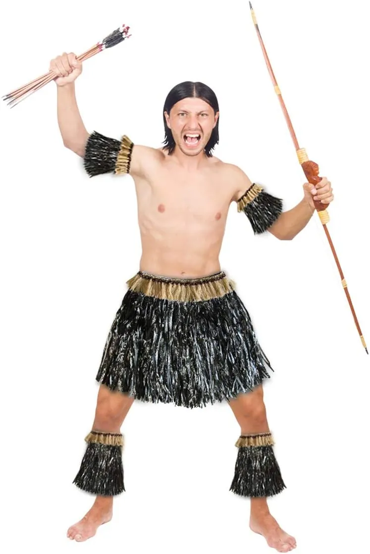 Women Men Elastic Hawaiian Party Grass Hula Skirt Stage Performances Costume Set