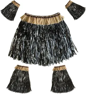 Women Men Elastic Hawaiian Party Grass Hula Skirt Stage Performances Costume Set