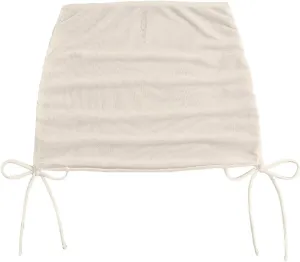 Women's Mesh Sheer Drawstring Solid Summer Bikini Cover Up Skirt