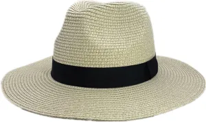 Women's Wide Brim Straw Panama Roll Up Hat Fedora Beach Vacation Sun Hat