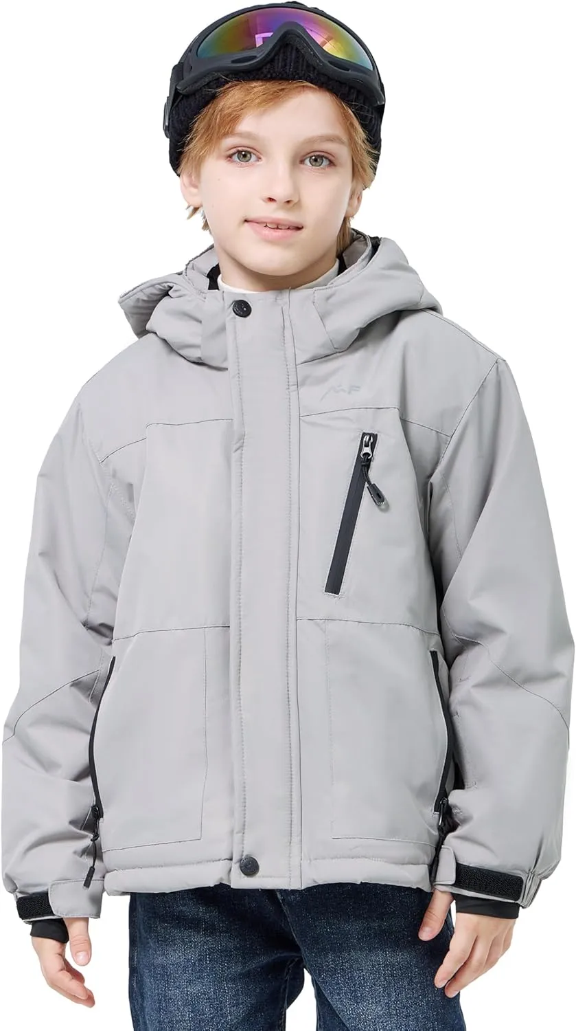 WULFUL Boy's Waterproof Ski Jacket Kids Winter Snow Coat Outdoor