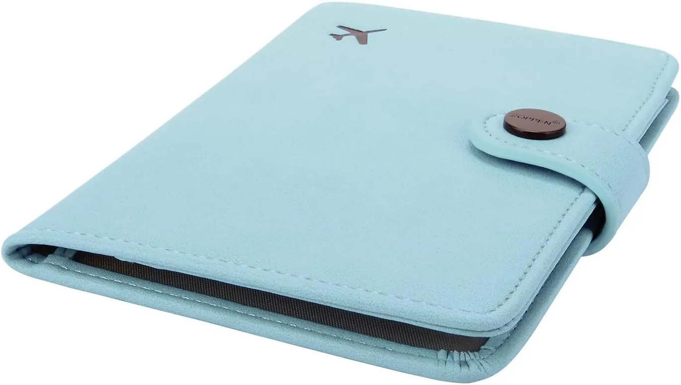 ZOPPEN Passport Holder Women, Passport Cover Travel Wallet Rfid Blocking Passport Wallet Cover Case Travel Essentials Document Organizer, Paradise Blue