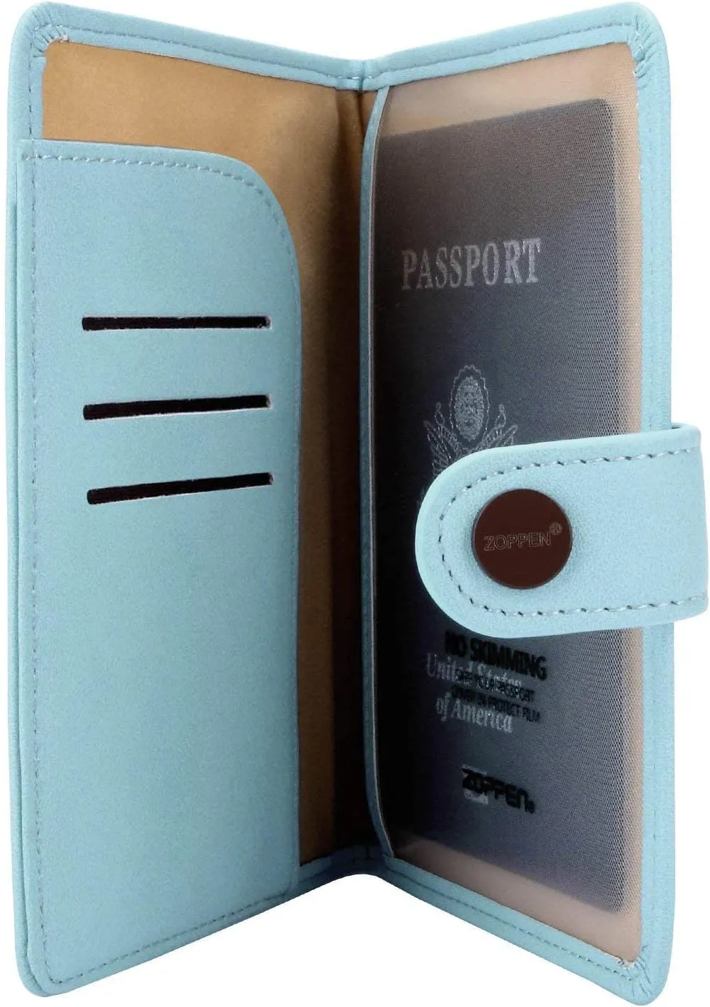 ZOPPEN Passport Holder Women, Passport Cover Travel Wallet Rfid Blocking Passport Wallet Cover Case Travel Essentials Document Organizer, Paradise Blue