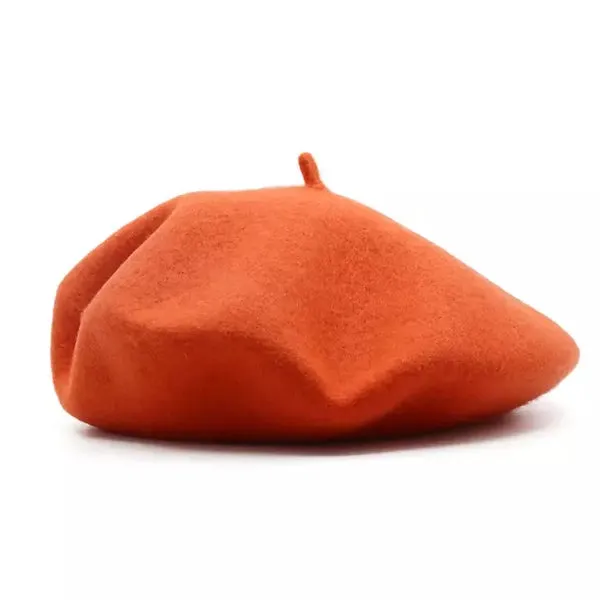 Zura - Wool Beret Hat - Burnt Orange