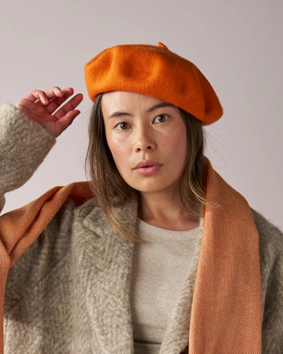 Zura - Wool Beret Hat - Burnt Orange